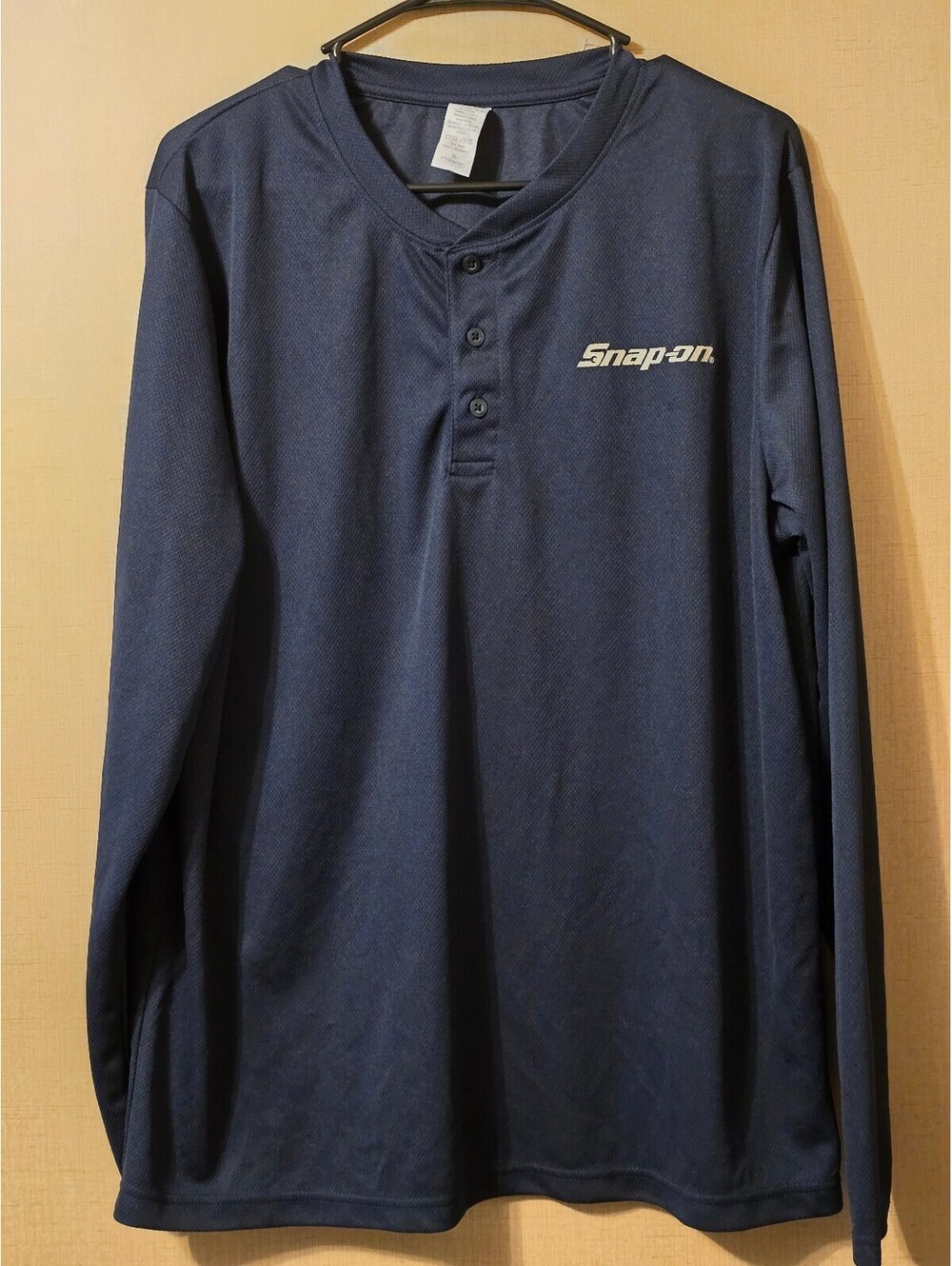 Snap-on Tools Men's Navy Blue Performance Mesh Henley Long Sleeve Shirt XL